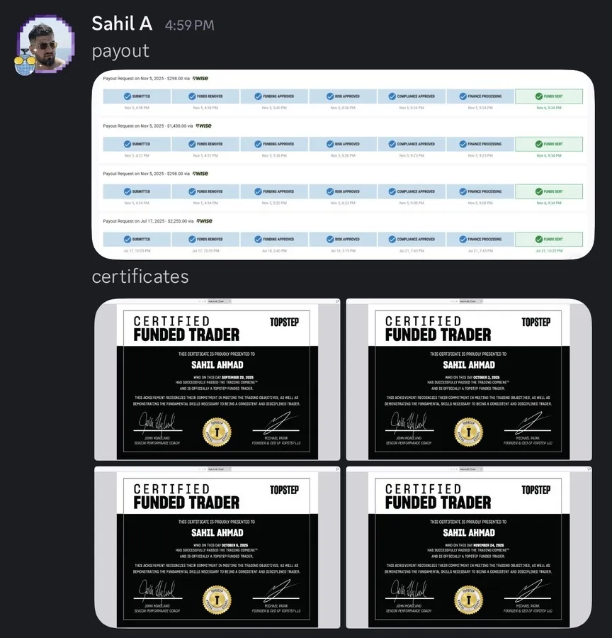 Student-submitted trading screenshot, unverified