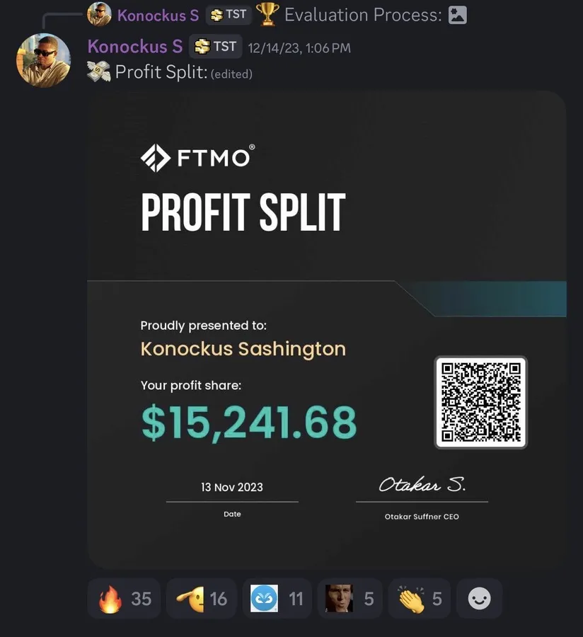 Student-submitted trading screenshot, unverified