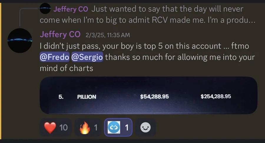 Student-submitted trading screenshot, unverified